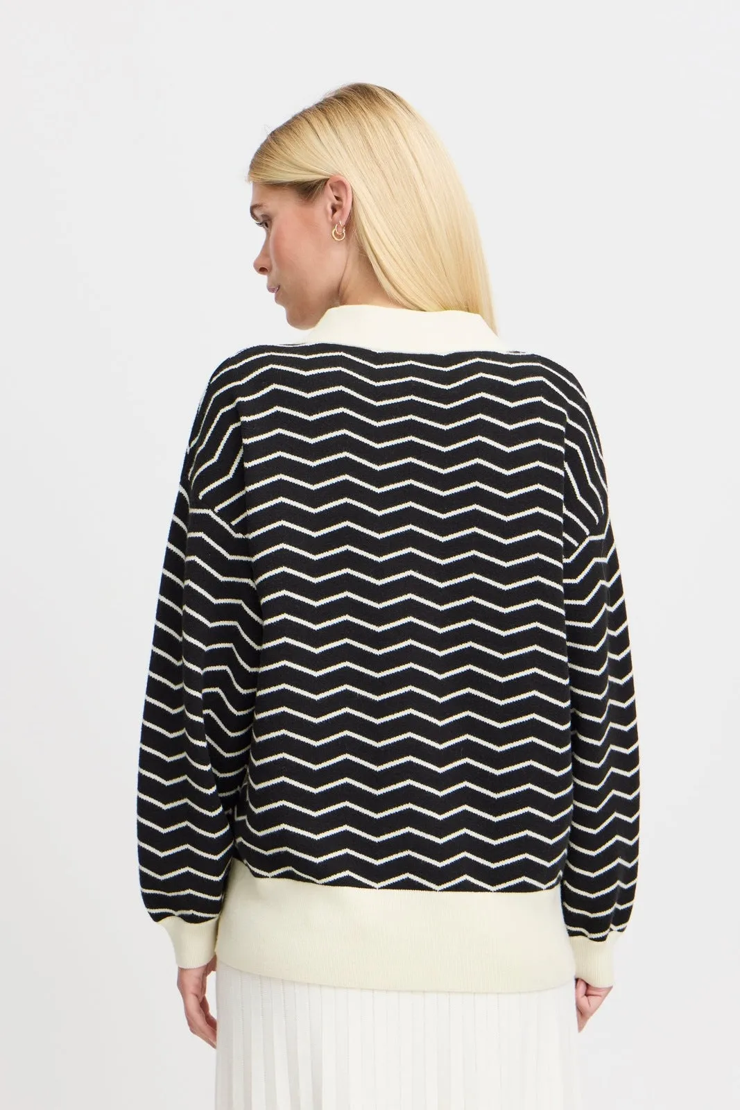 Otari Zig Zag Knit Cardigan - Black