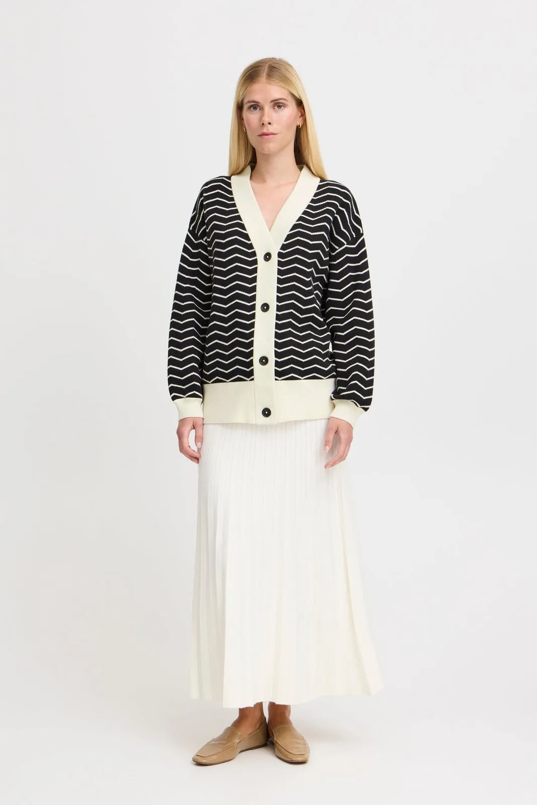 Otari Zig Zag Knit Cardigan - Black
