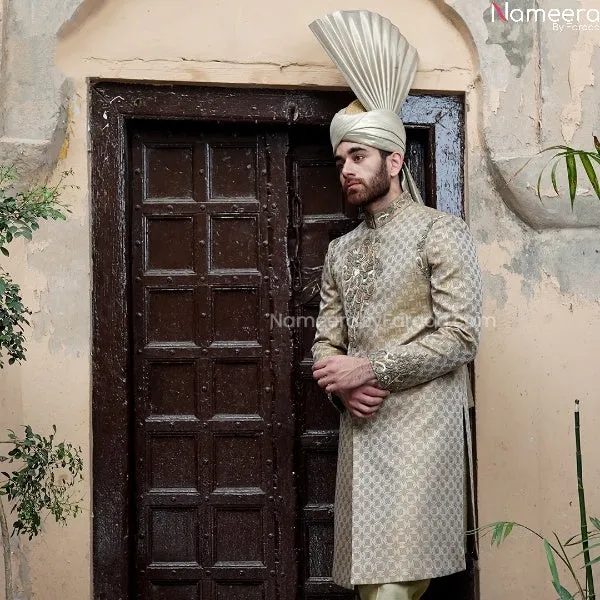 Pakistani Gold Sherwani Groom for Wedding Online #GR30