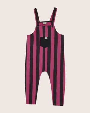 Pink Bold Stripe Print Dungarees
