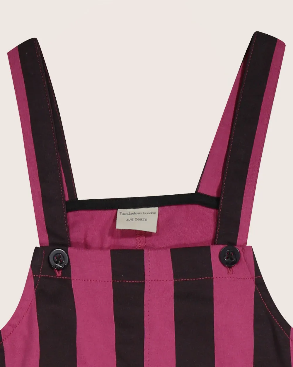 Pink Bold Stripe Print Dungarees