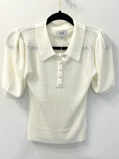 Pointelle Collared Sweater