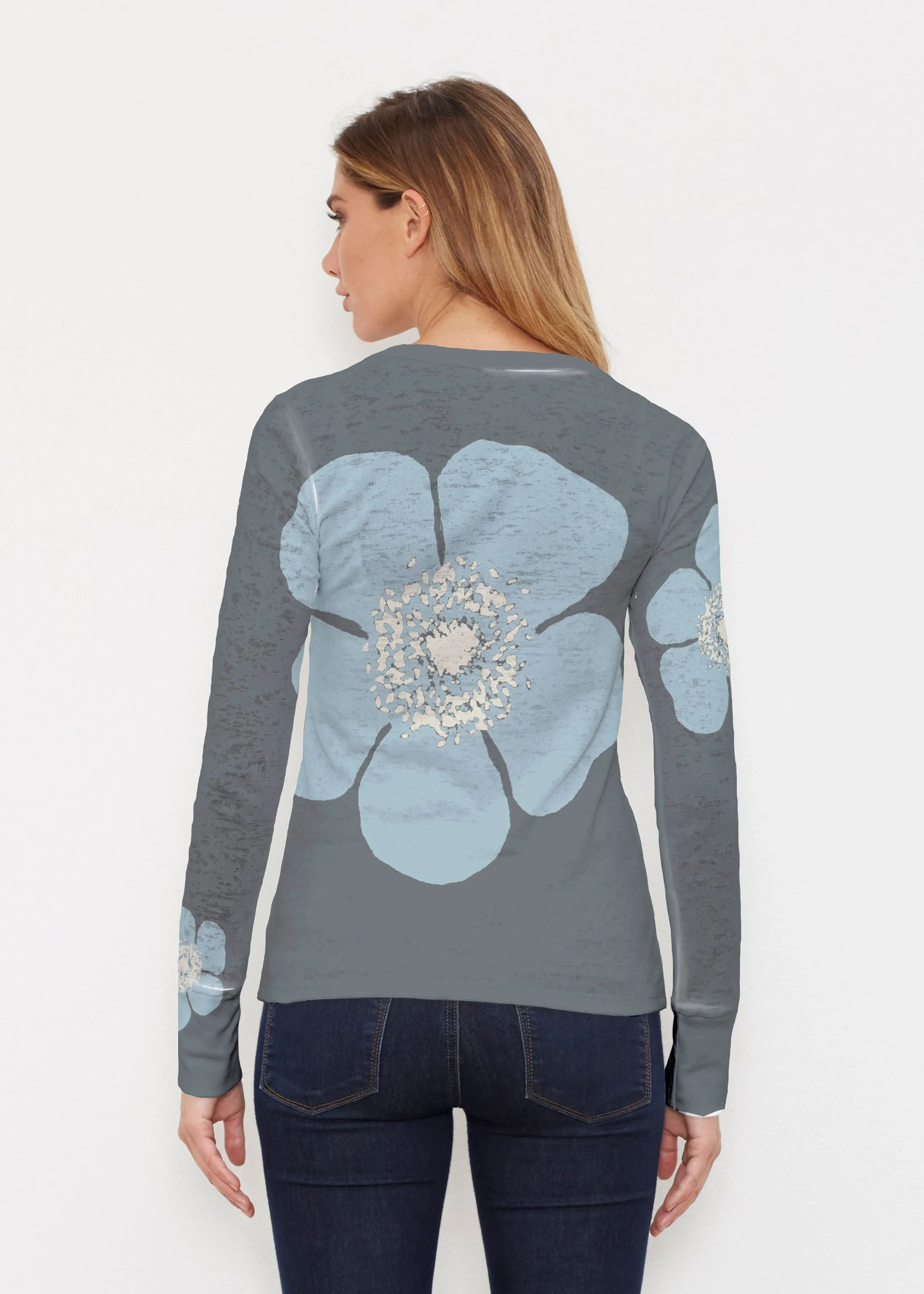 Poppy SteelBlue-Grey (7066) ~ Thermal Long Sleeve Crew Shirt
