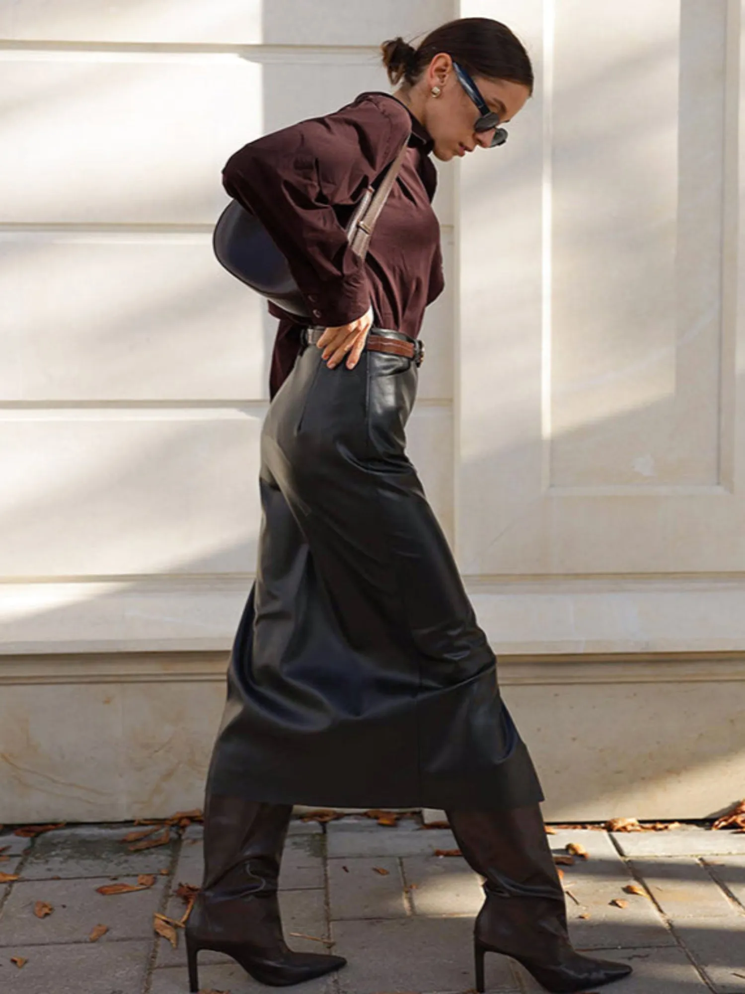 Pu Slit Skirt