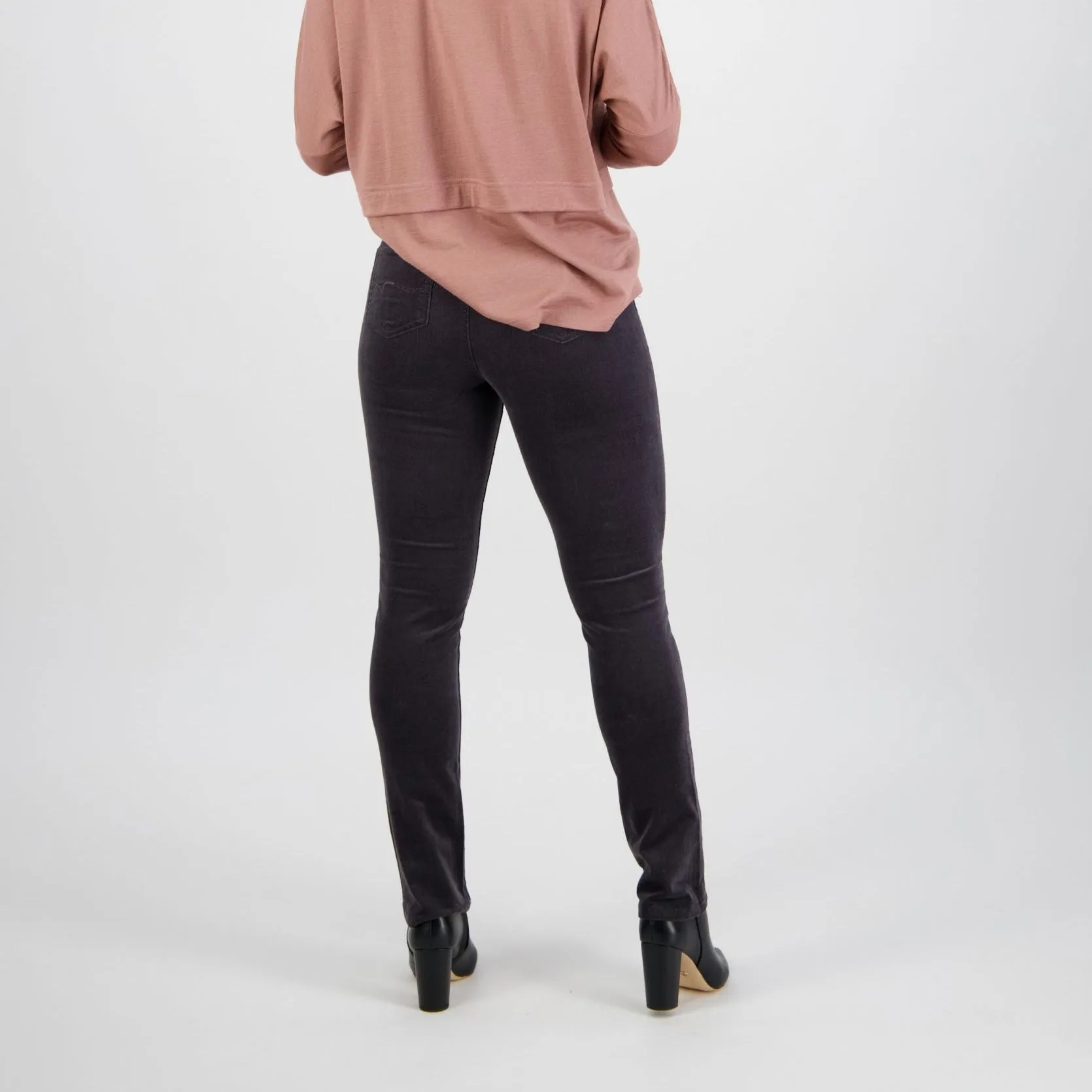 Pull On Cord Trousers - Charcoal