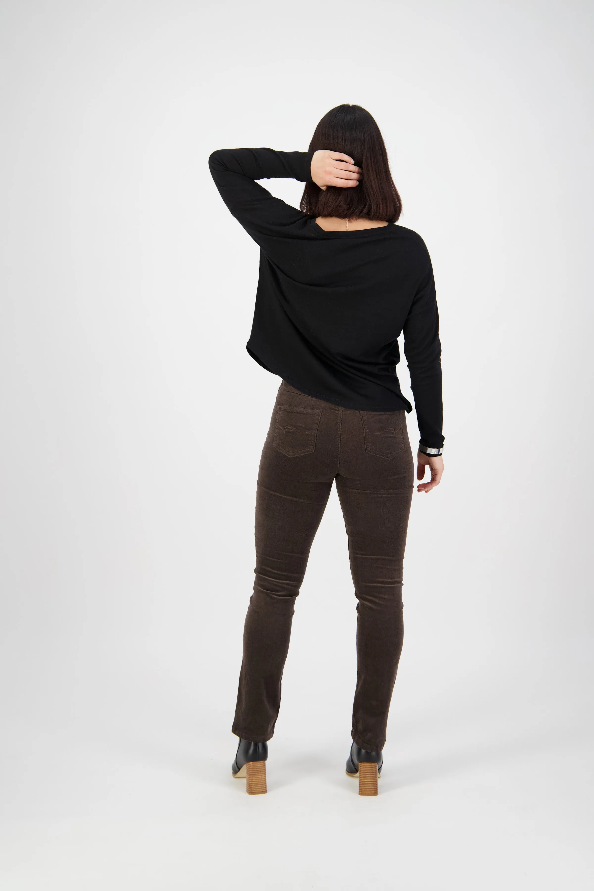 Pull On Cord Trousers - Walnut
