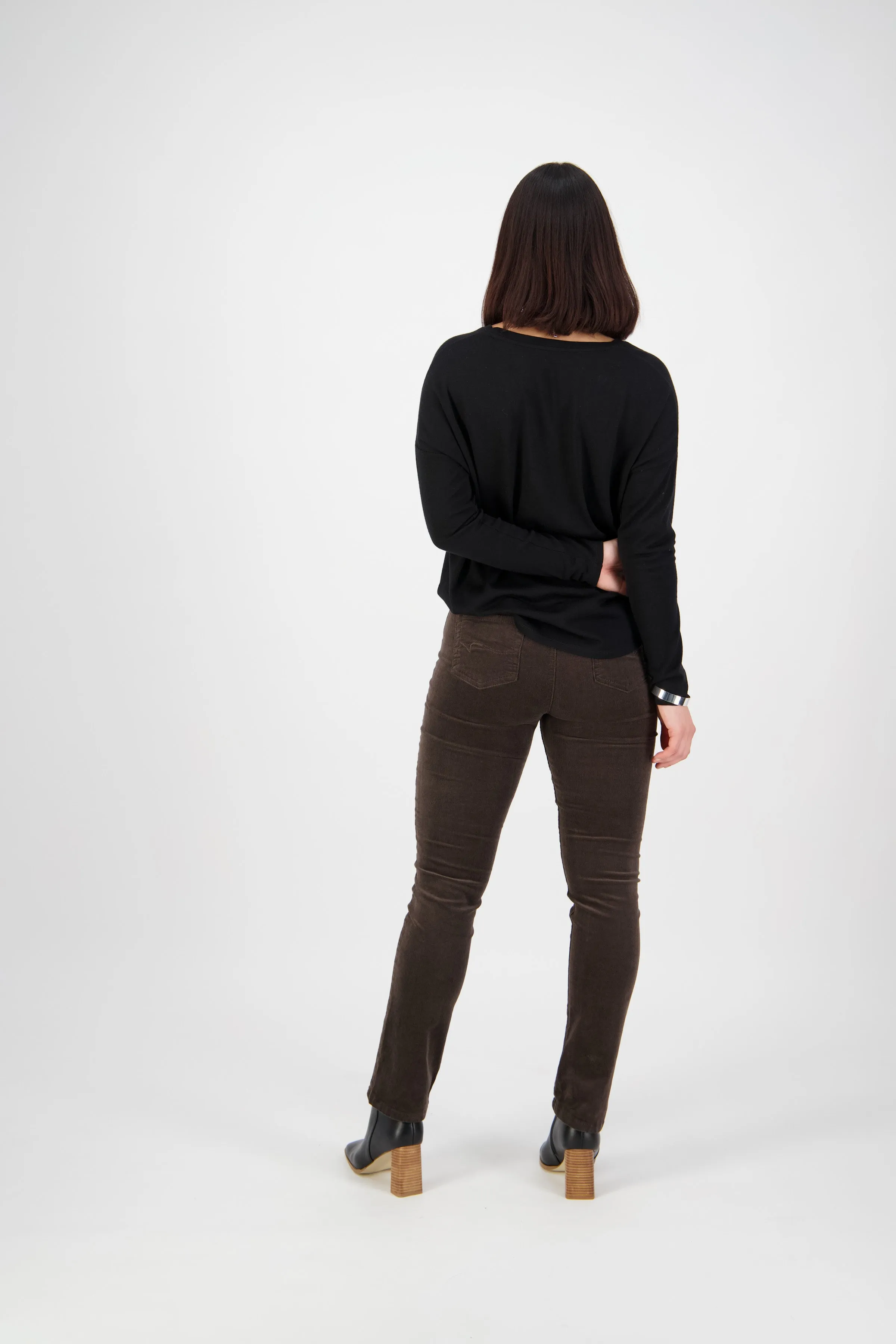 Pull On Cord Trousers - Walnut