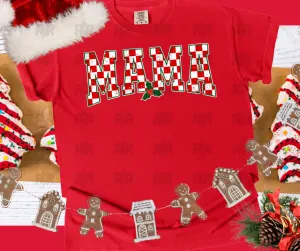 Red & White Checkered Mistletoe Mama Red Tee