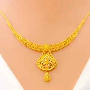 Refined Glamorous 22k Gold Ornate Necklace Set