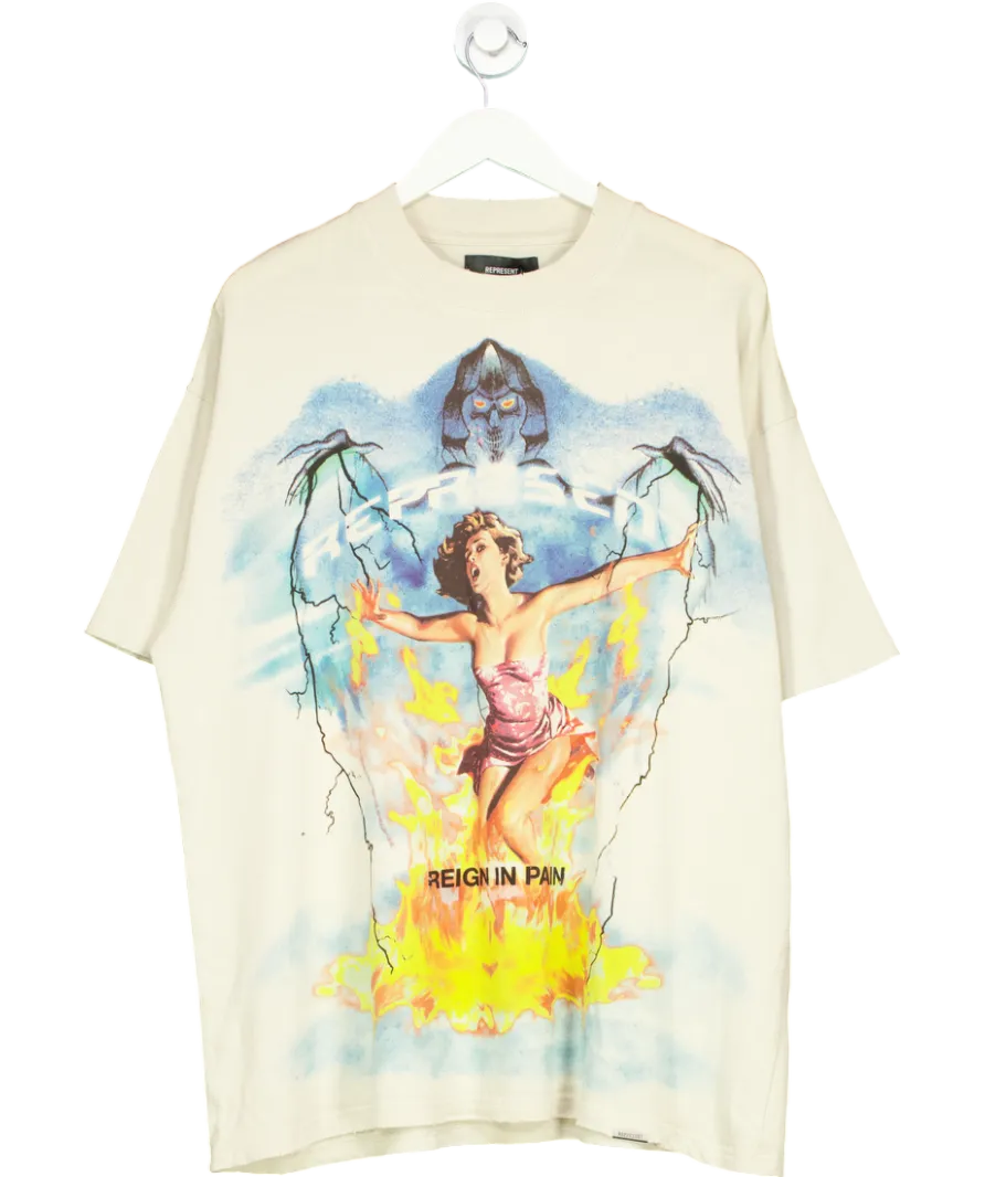 Represent Beige Reign In Pain T-shirt UK L