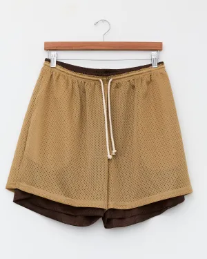 Reversible Ball Short, Tan/Brown Mesh