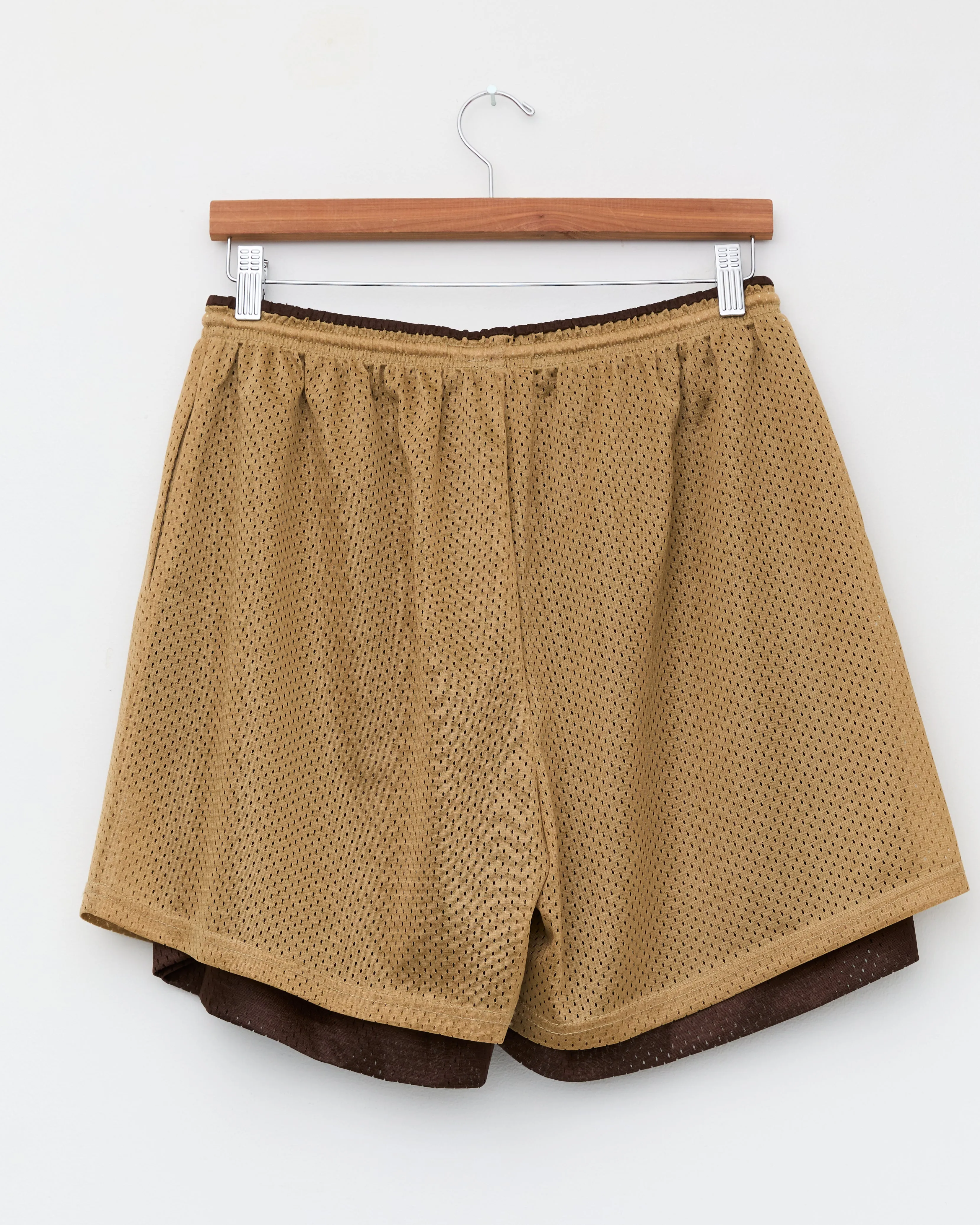 Reversible Ball Short, Tan/Brown Mesh