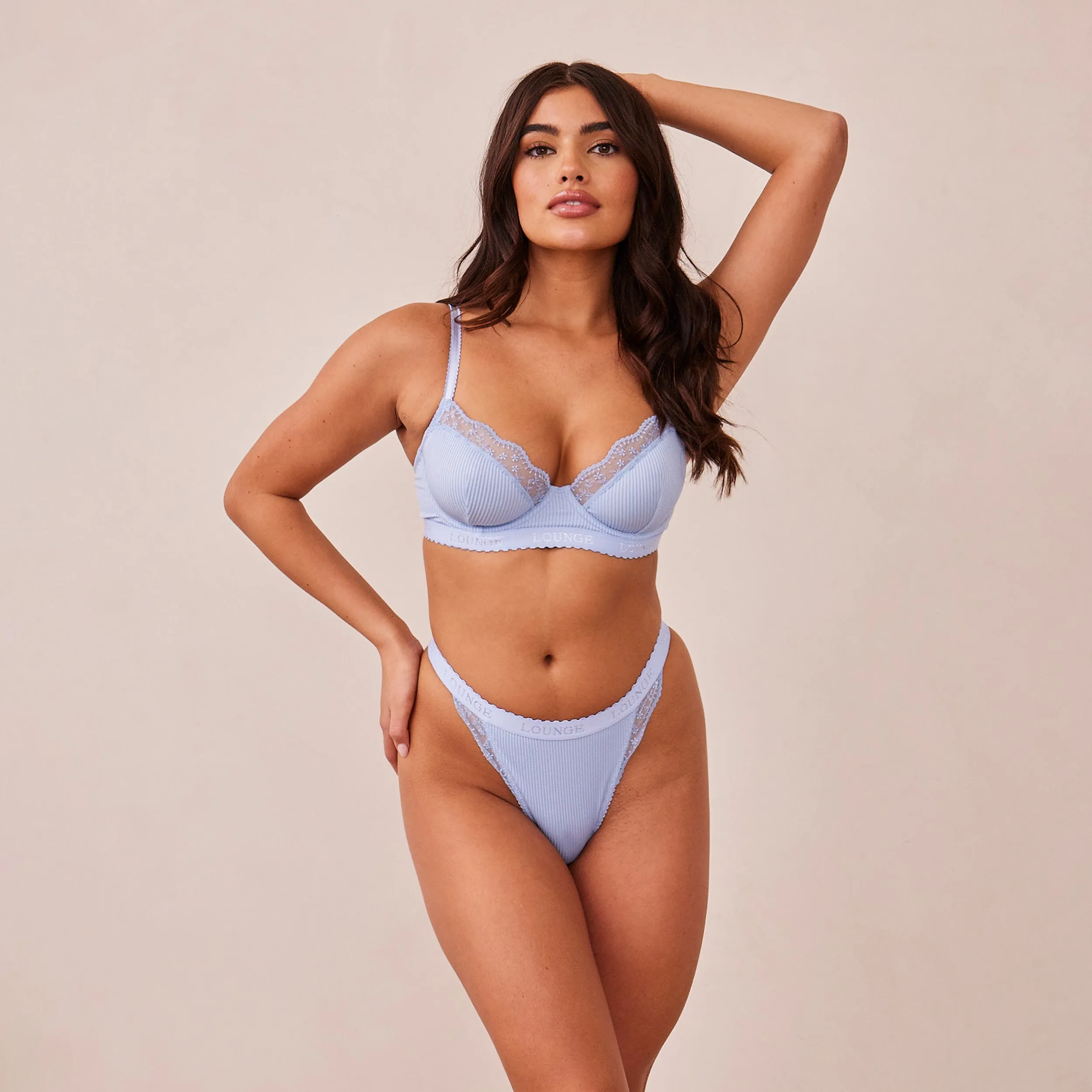 Ribbed Balcony Soutien-Gorge - Bleu