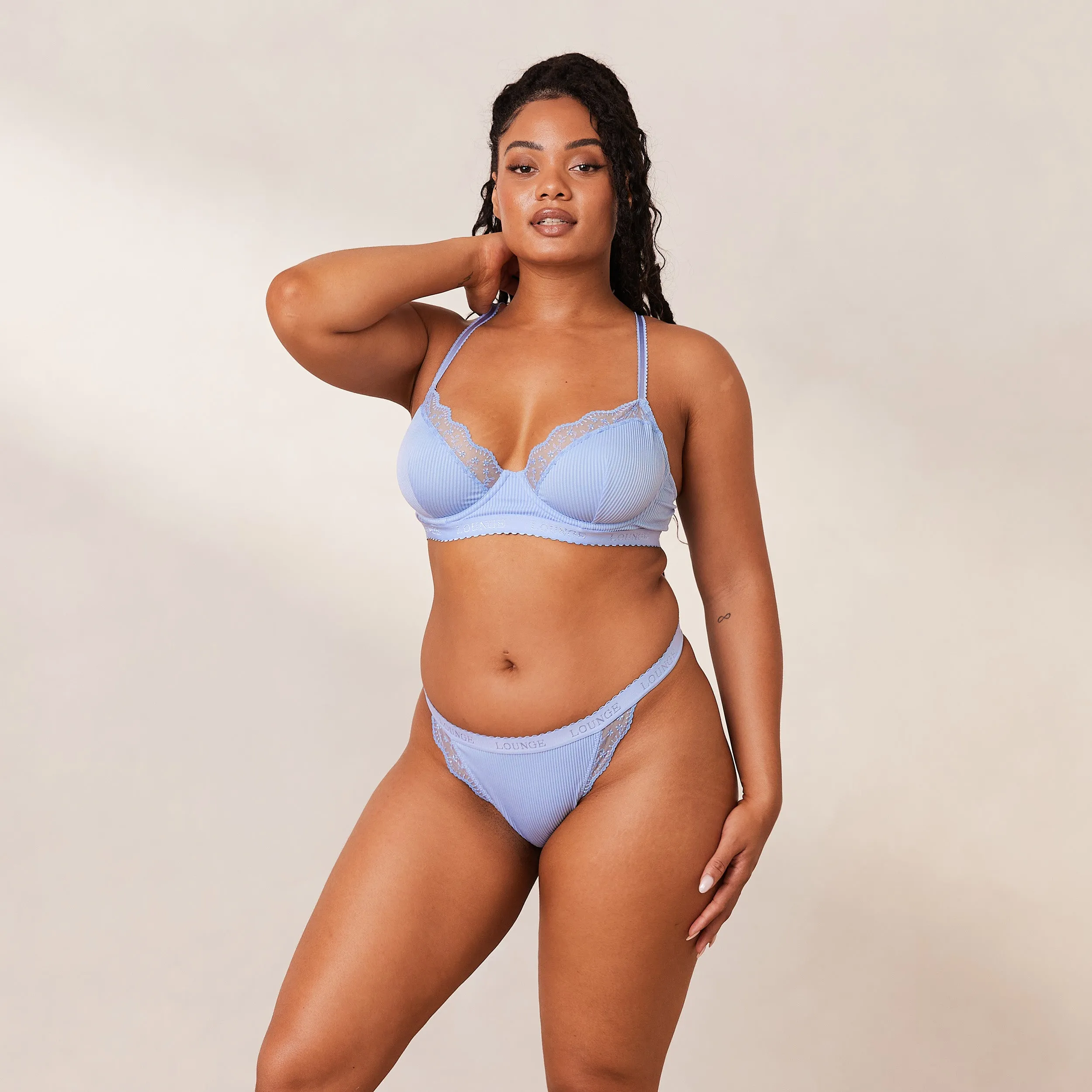 Ribbed Balcony Soutien-Gorge - Bleu