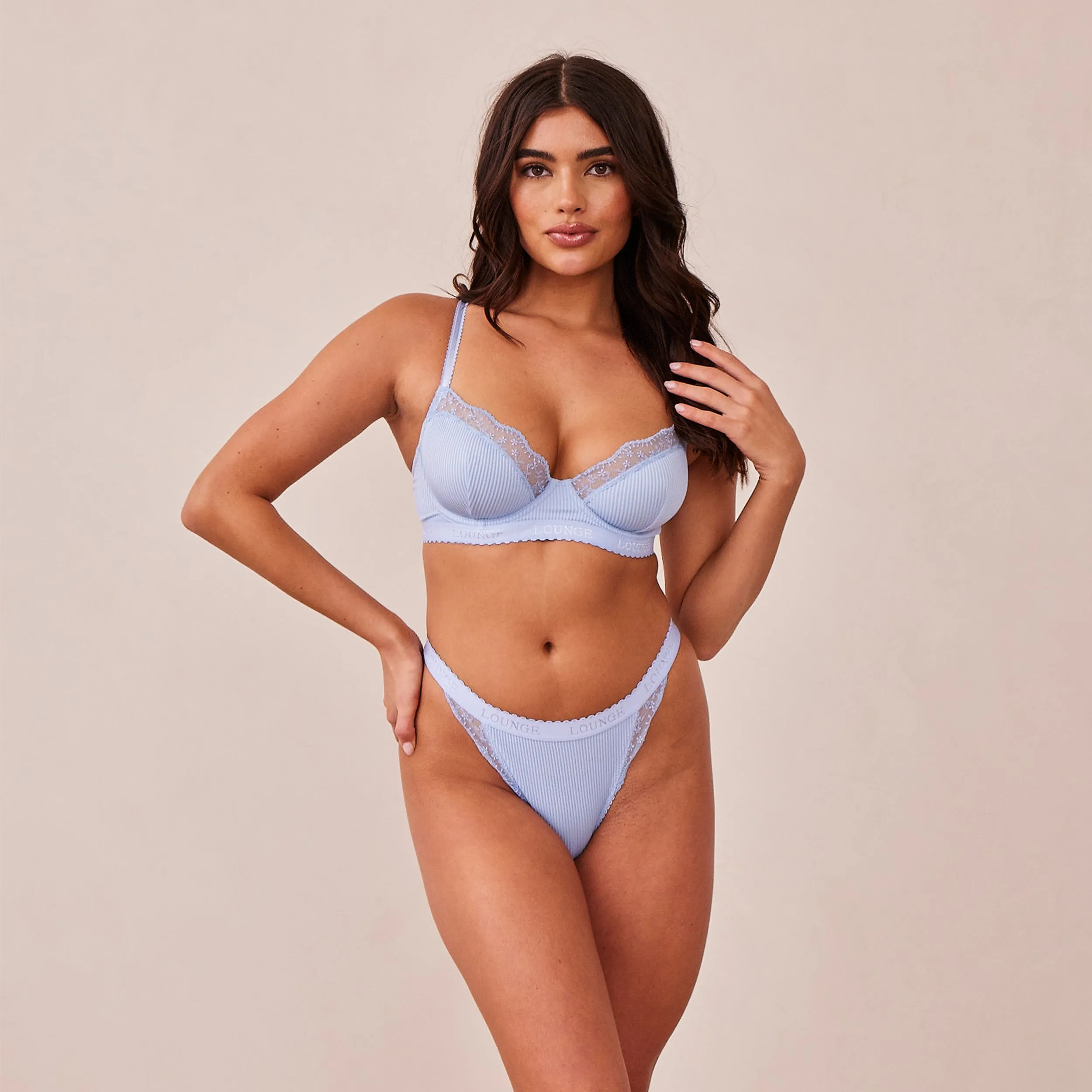 Ribbed Balcony Soutien-Gorge - Bleu