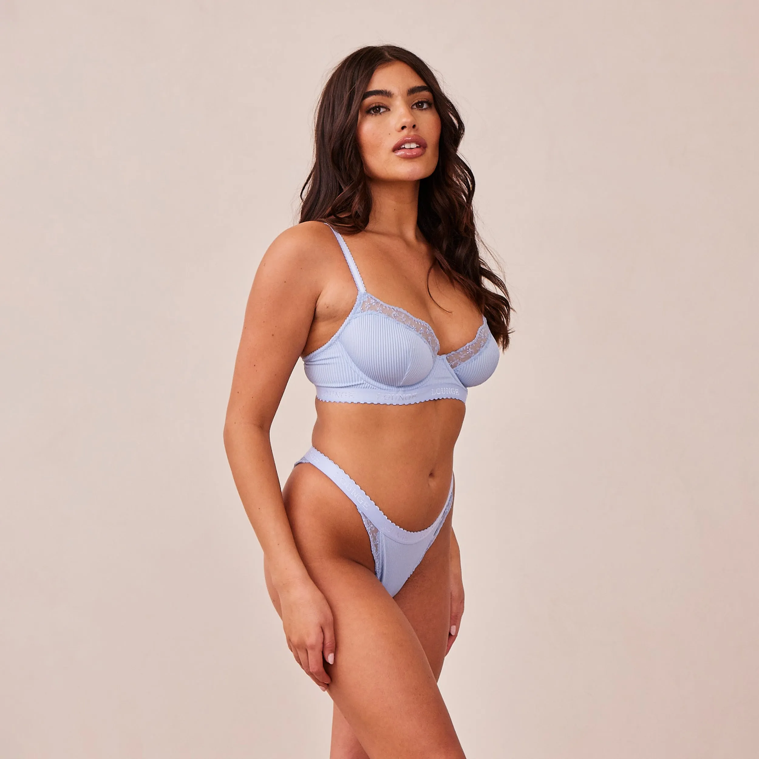 Ribbed Balcony Soutien-Gorge - Bleu