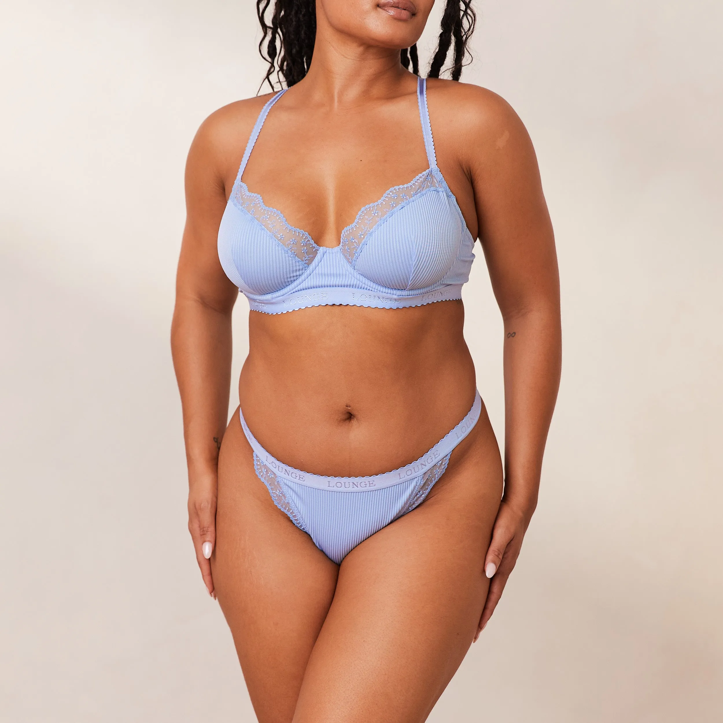 Ribbed Balcony Soutien-Gorge - Bleu
