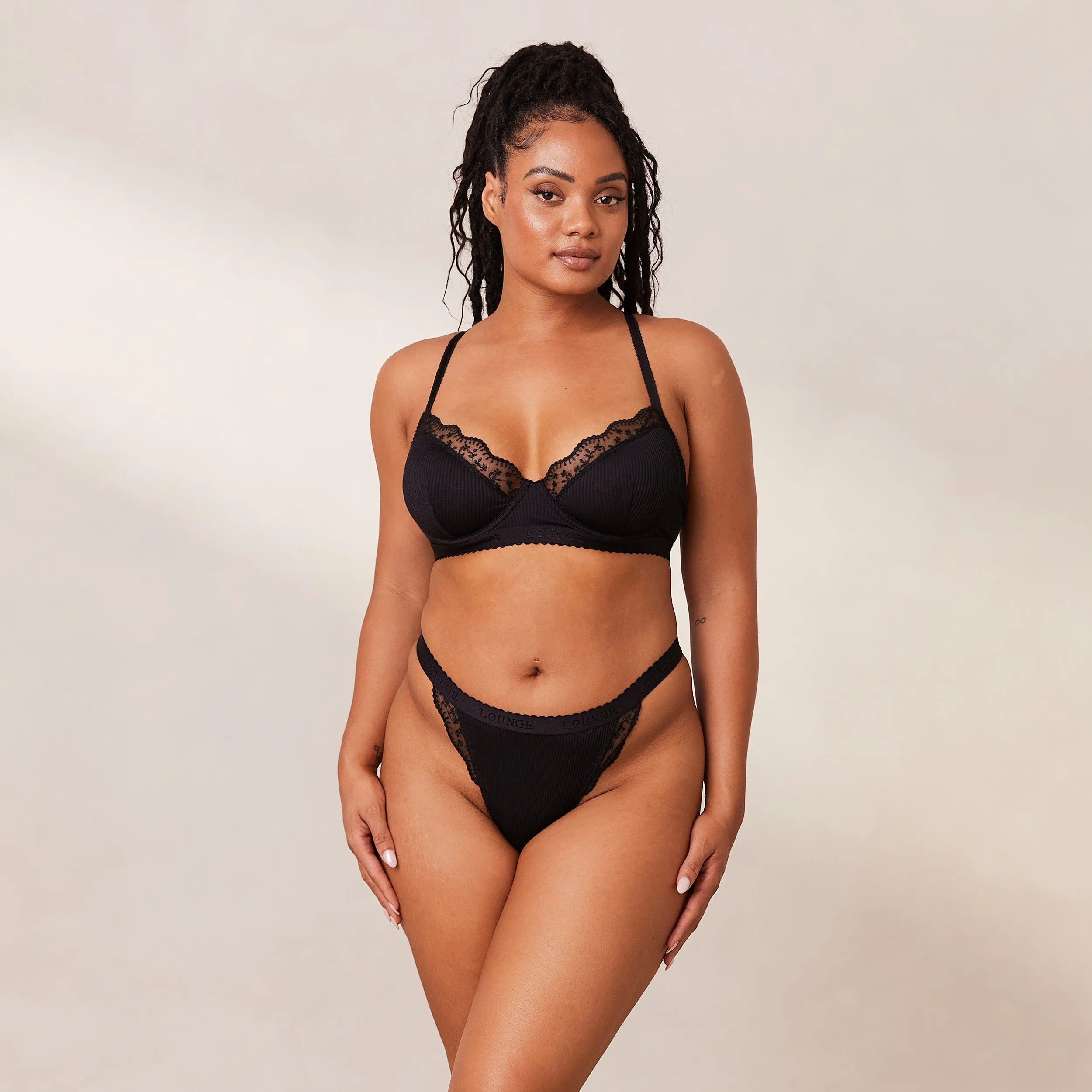 Ribbed Balcony Soutien-Gorge - Noir