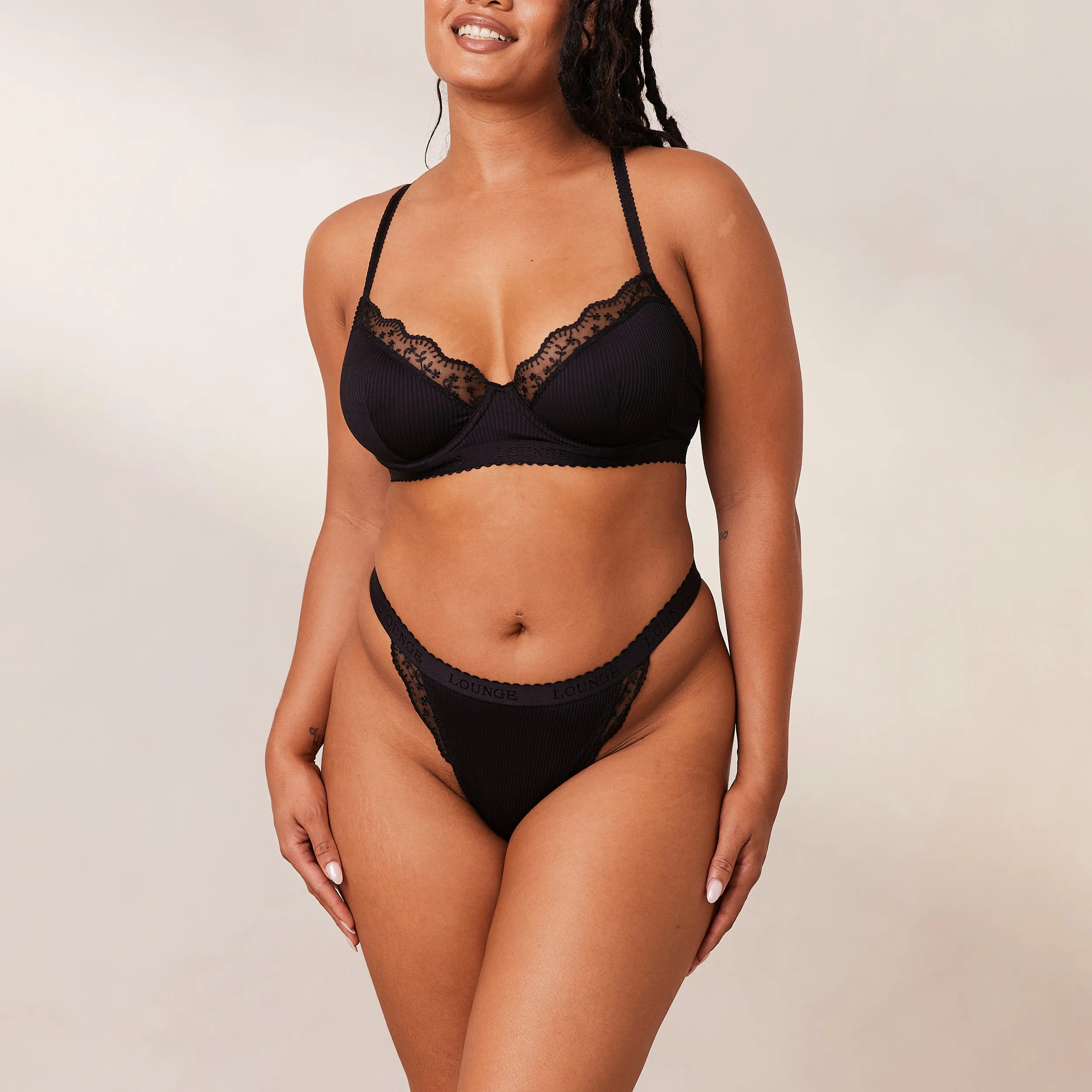 Ribbed Balcony Soutien-Gorge - Noir