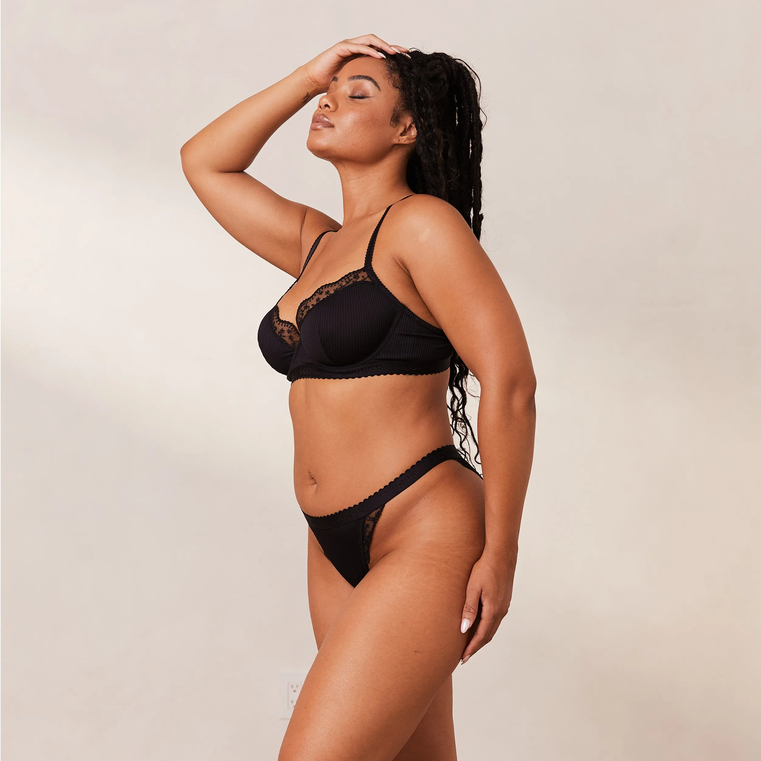 Ribbed Balcony Soutien-Gorge - Noir
