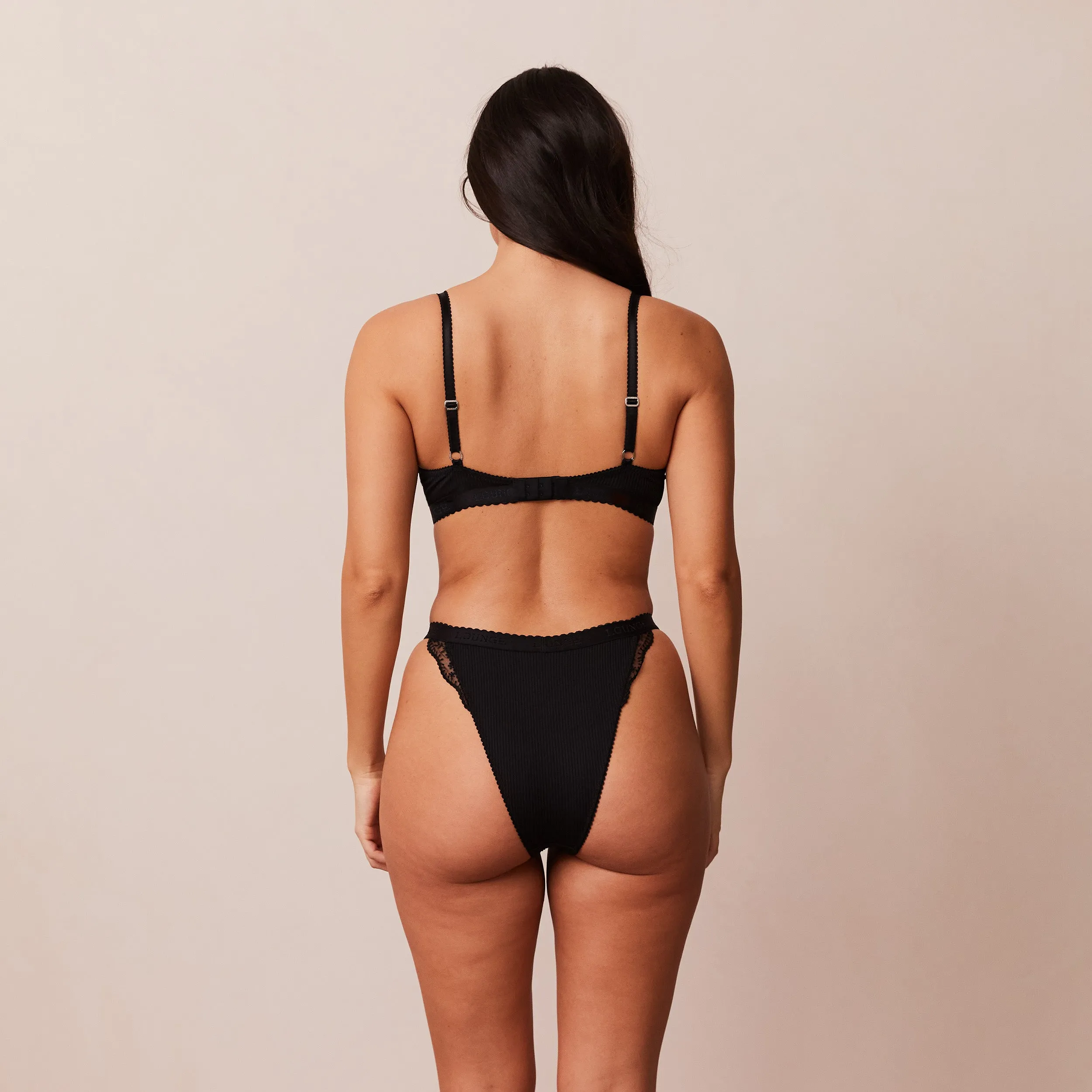 Ribbed Balcony Soutien-Gorge - Noir