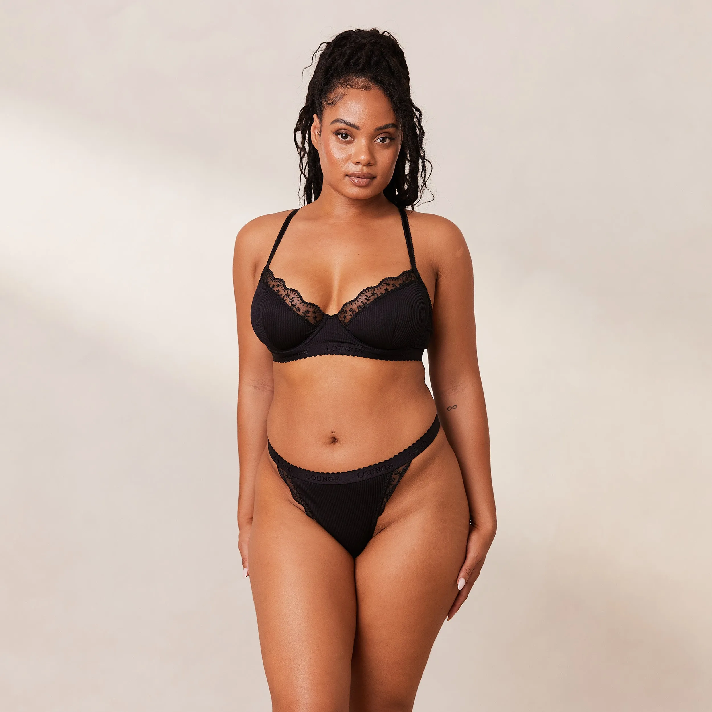 Ribbed Balcony Soutien-Gorge - Noir