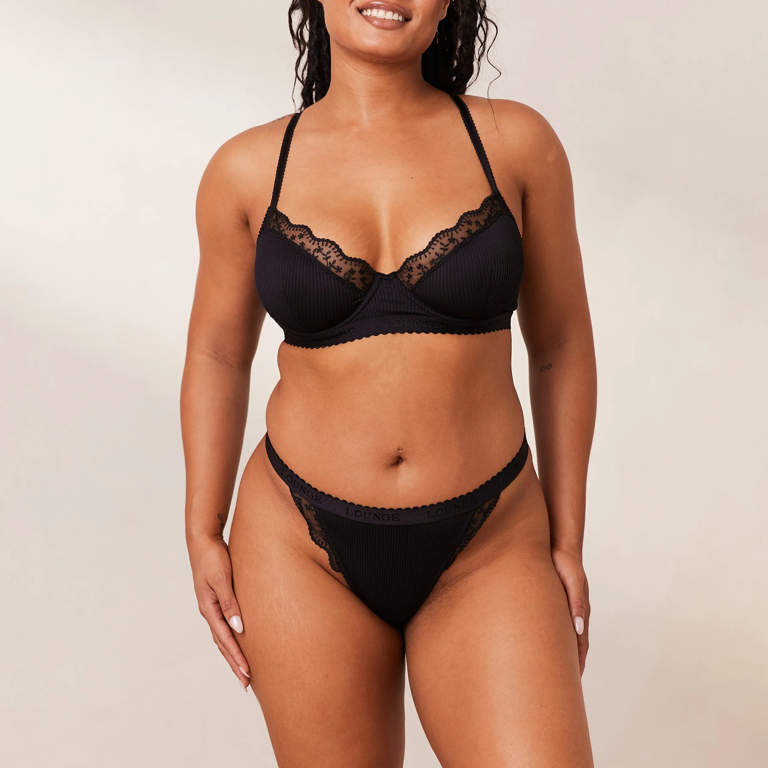 Ribbed Balcony Soutien-Gorge - Noir