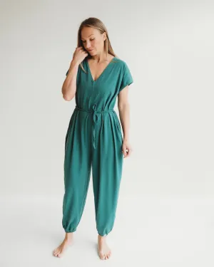 Rita Green Tie Waist Jumpsuit