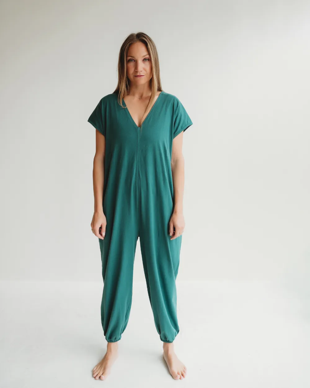 Rita Green Tie Waist Jumpsuit