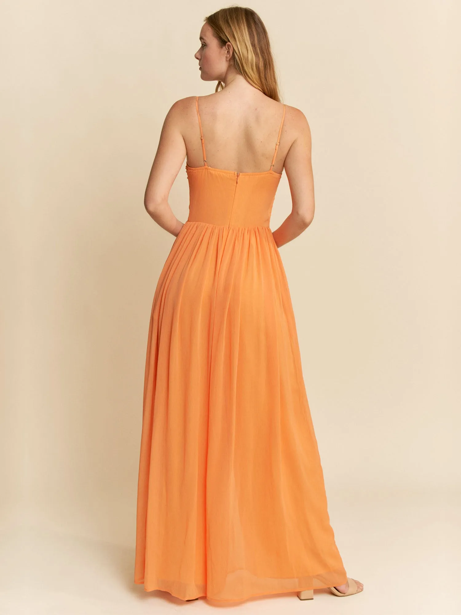 Ruched Bust Spaghetti Strap Wide Leg Jumpsuit
