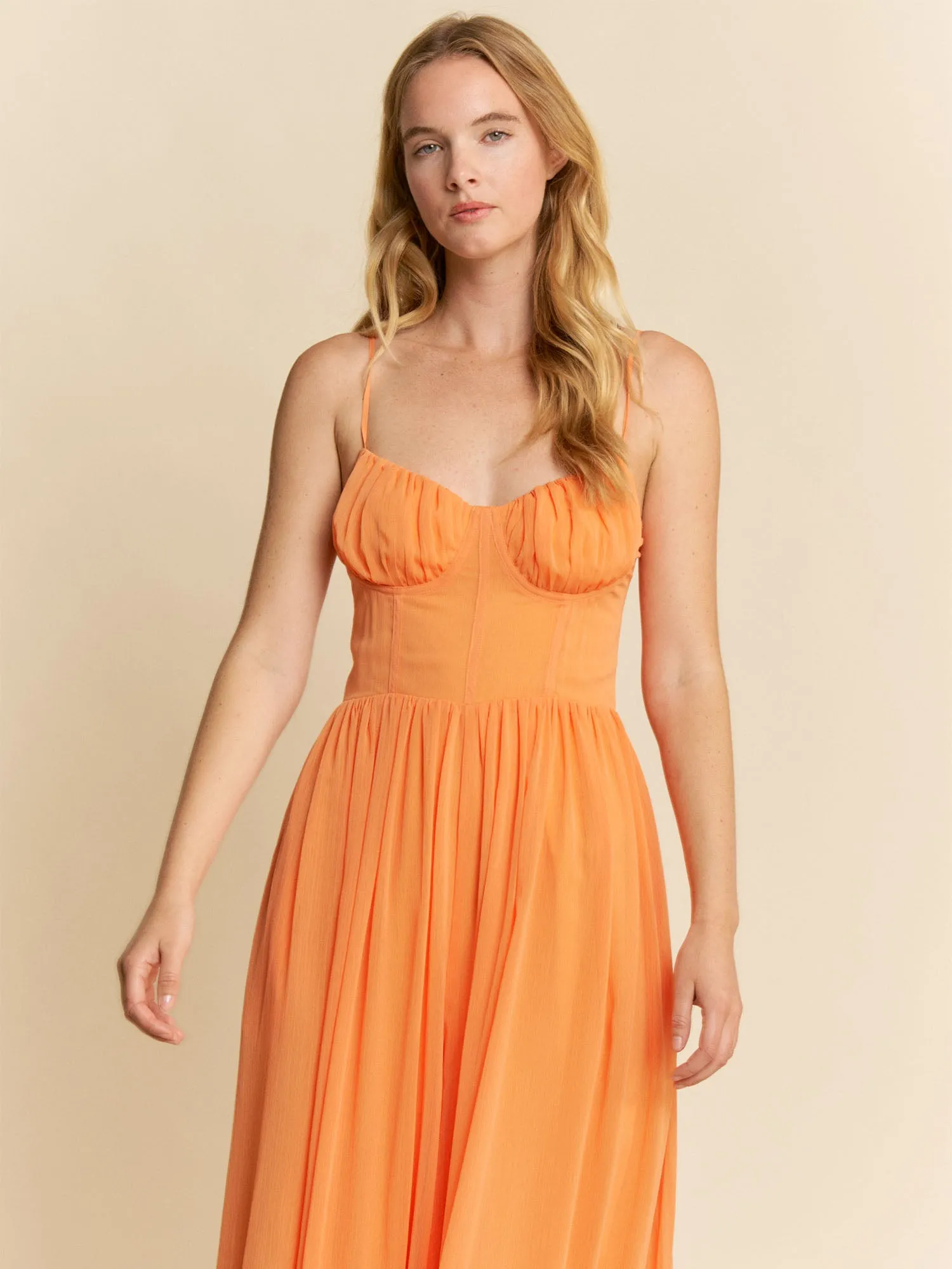 Ruched Bust Spaghetti Strap Wide Leg Jumpsuit