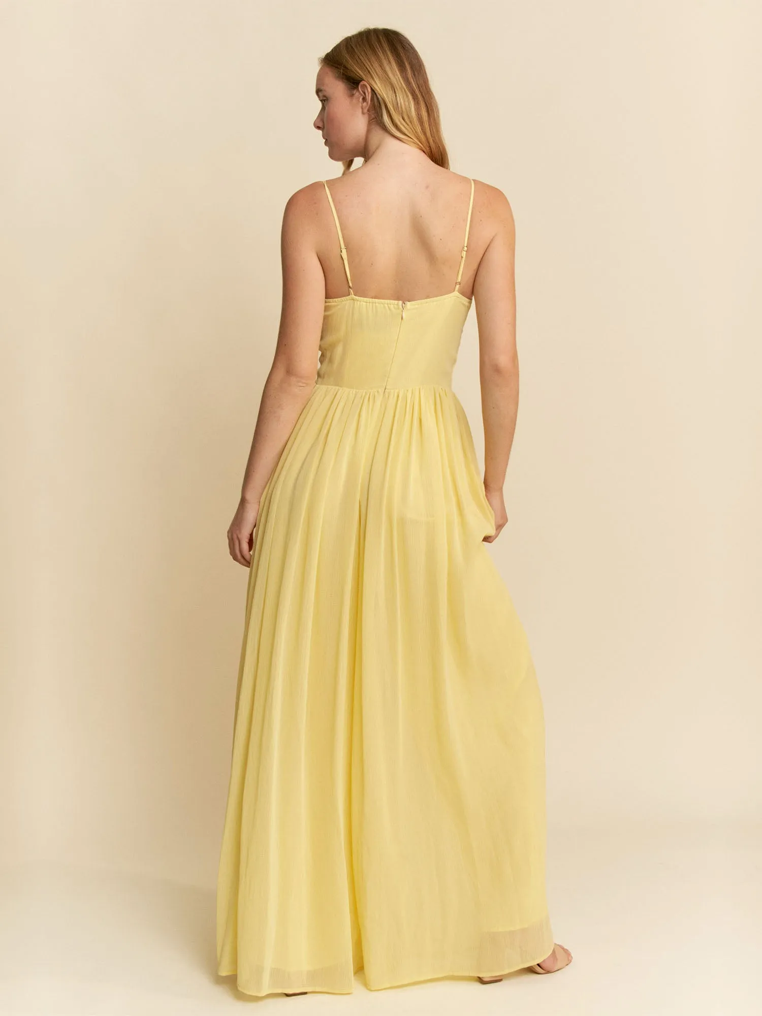 Ruched Bust Spaghetti Strap Wide Leg Jumpsuit