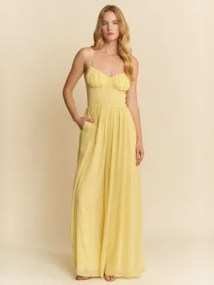 Ruched Bust Spaghetti Strap Wide Leg Jumpsuit