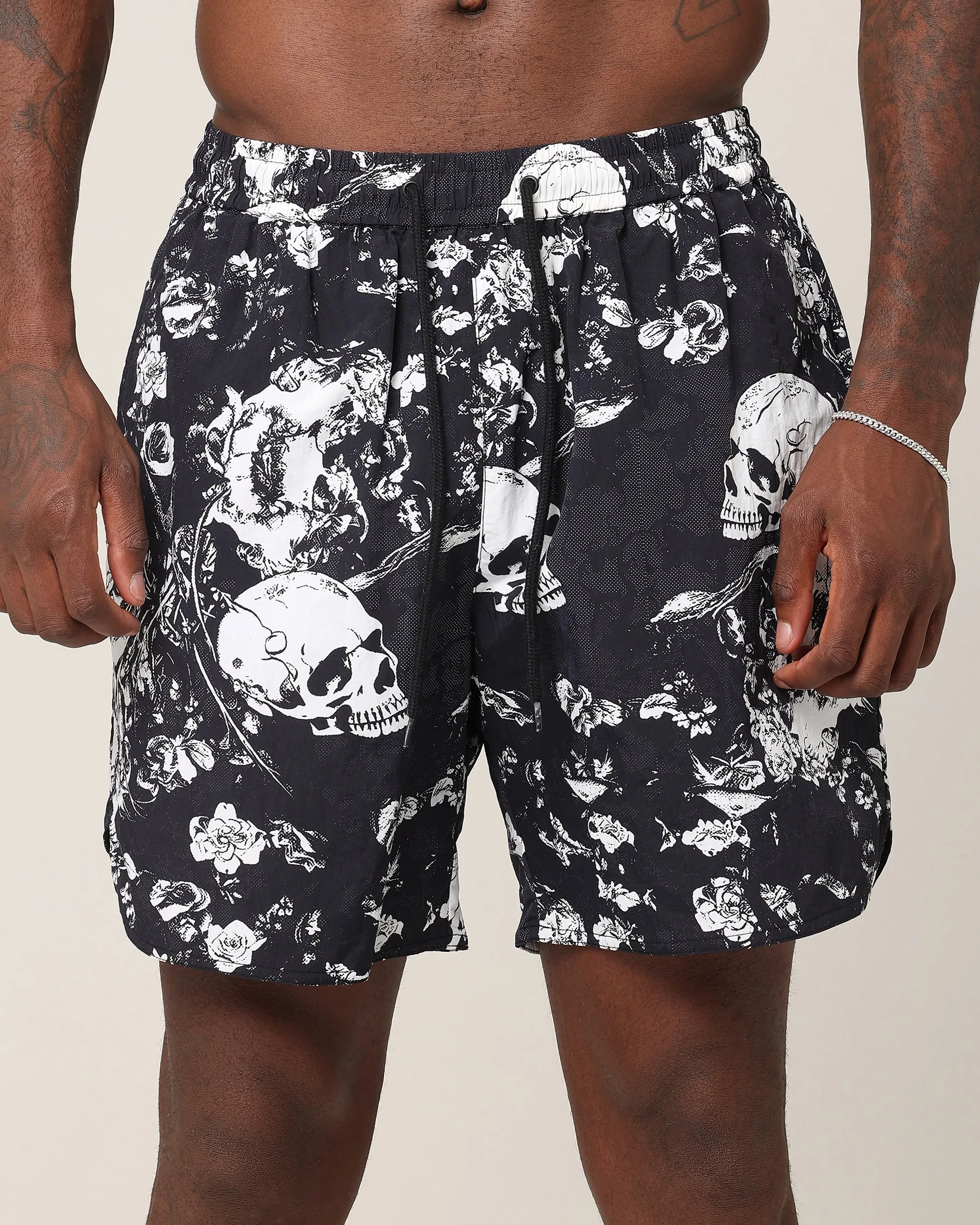 Saint Morta Undying Beach Shorts Black/White