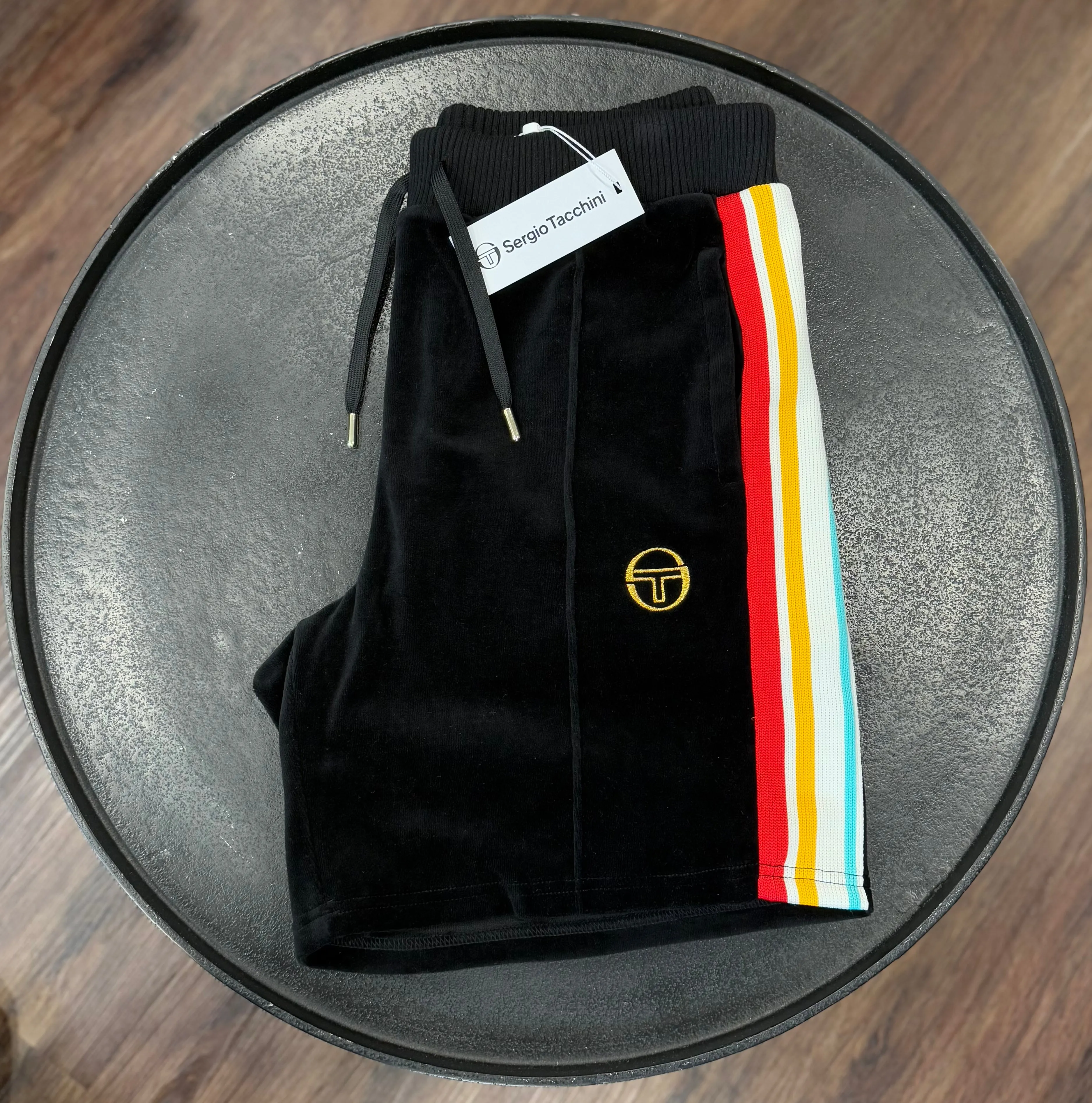 Sergio Tacchini Slice Velour Jogger Sweat Short Black
