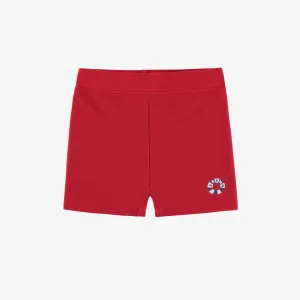 Short de bain extensible rouge, enfant || Red stretch swim short, child