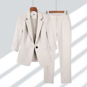 Simple Solid Color Suit Two-piece Set