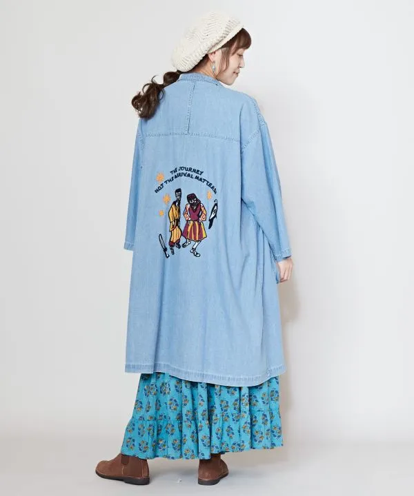 Skull Embroidery Denim Cardigan