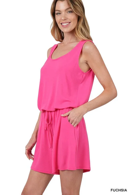 SLEEVELESS ROMPER WITH POCKETS - Final Sale*