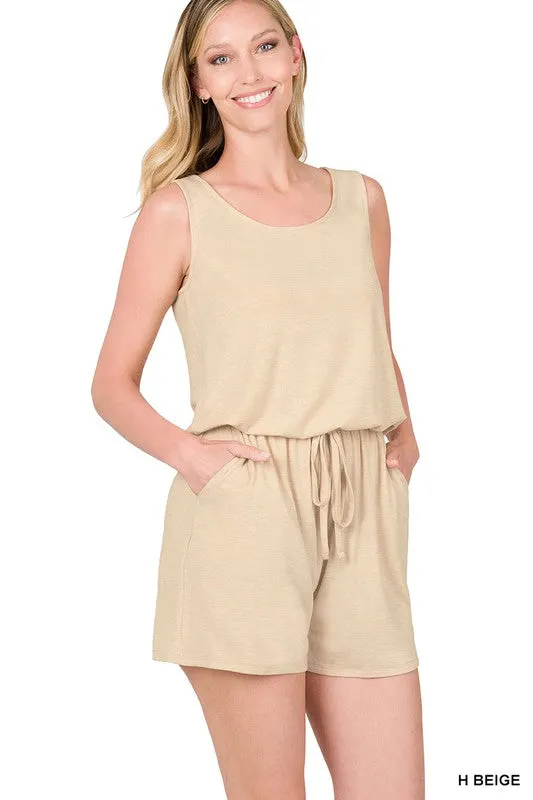 SLEEVELESS ROMPER WITH POCKETS - Final Sale*