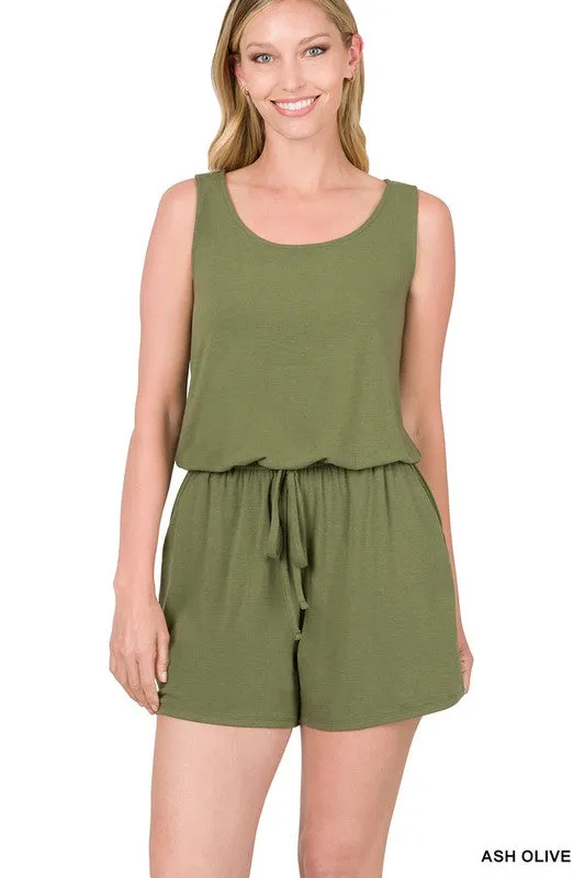 SLEEVELESS ROMPER WITH POCKETS - Final Sale*