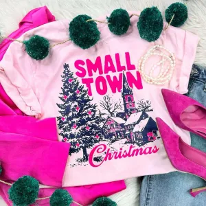 Small Town Christmas Light Pink Tee (FINAL SALE)
