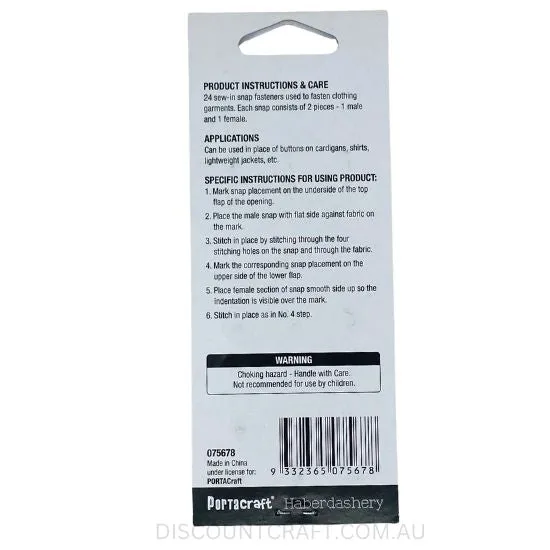 Snap Fasteners - Assorted Sizes 24pk