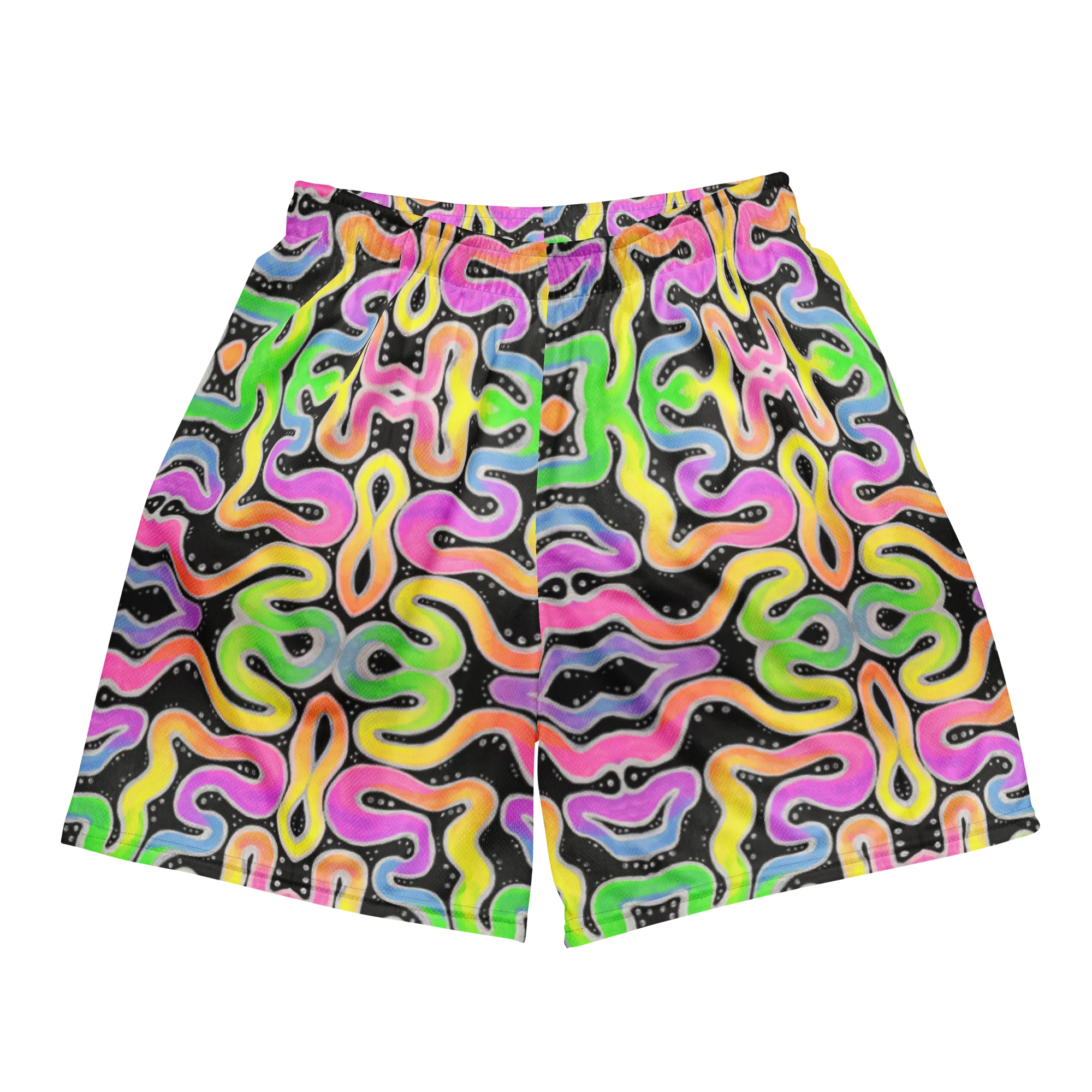 Soft Athletic Shorts (100% Recycled Material)- "Neon Spaghetti" Design