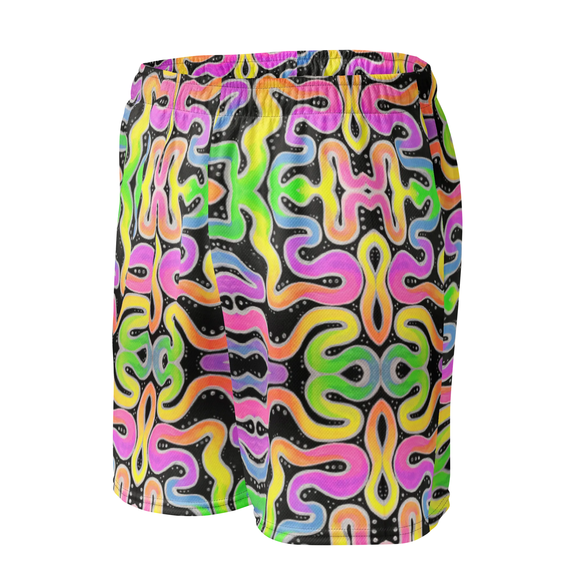 Soft Athletic Shorts (100% Recycled Material)- "Neon Spaghetti" Design