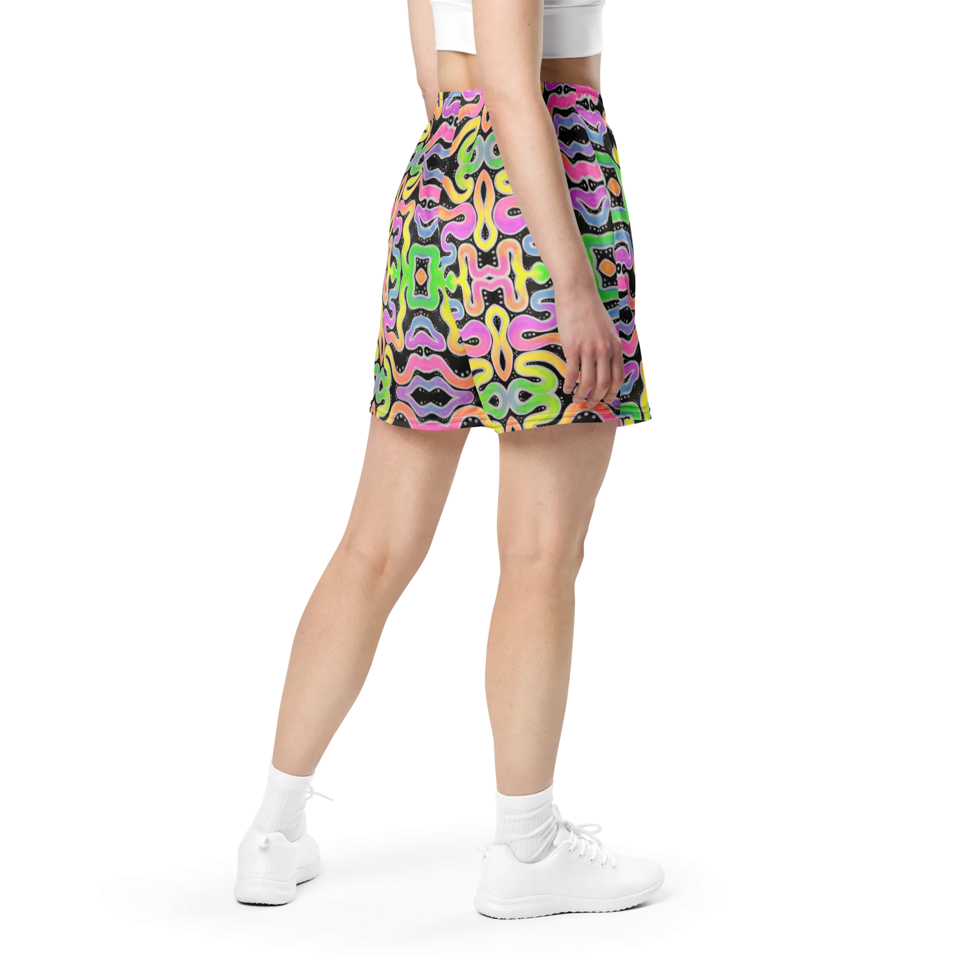 Soft Athletic Shorts (100% Recycled Material)- "Neon Spaghetti" Design