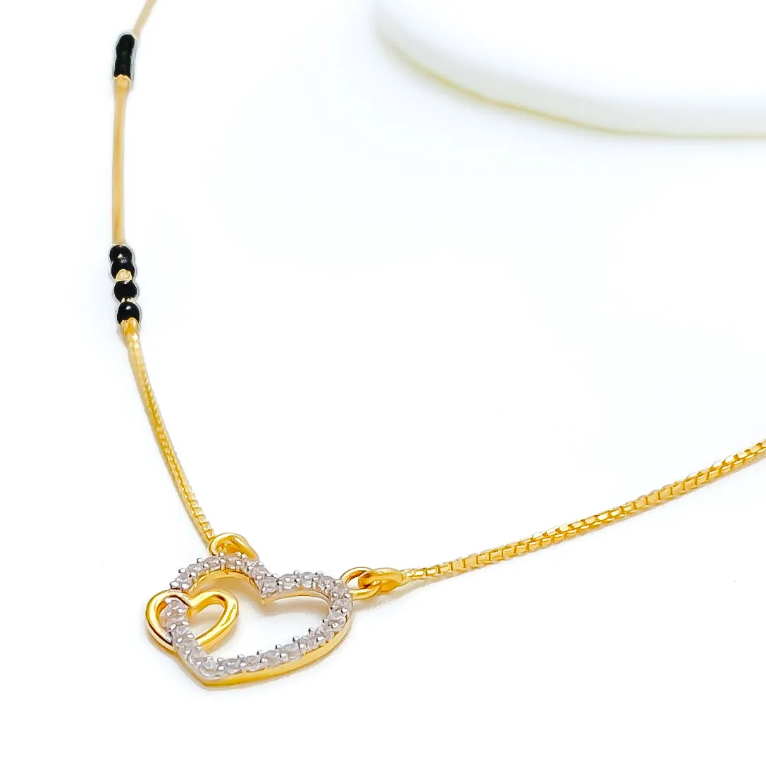 Sophisticated Twin Heart 22k Gold CZ Mangal Sutra