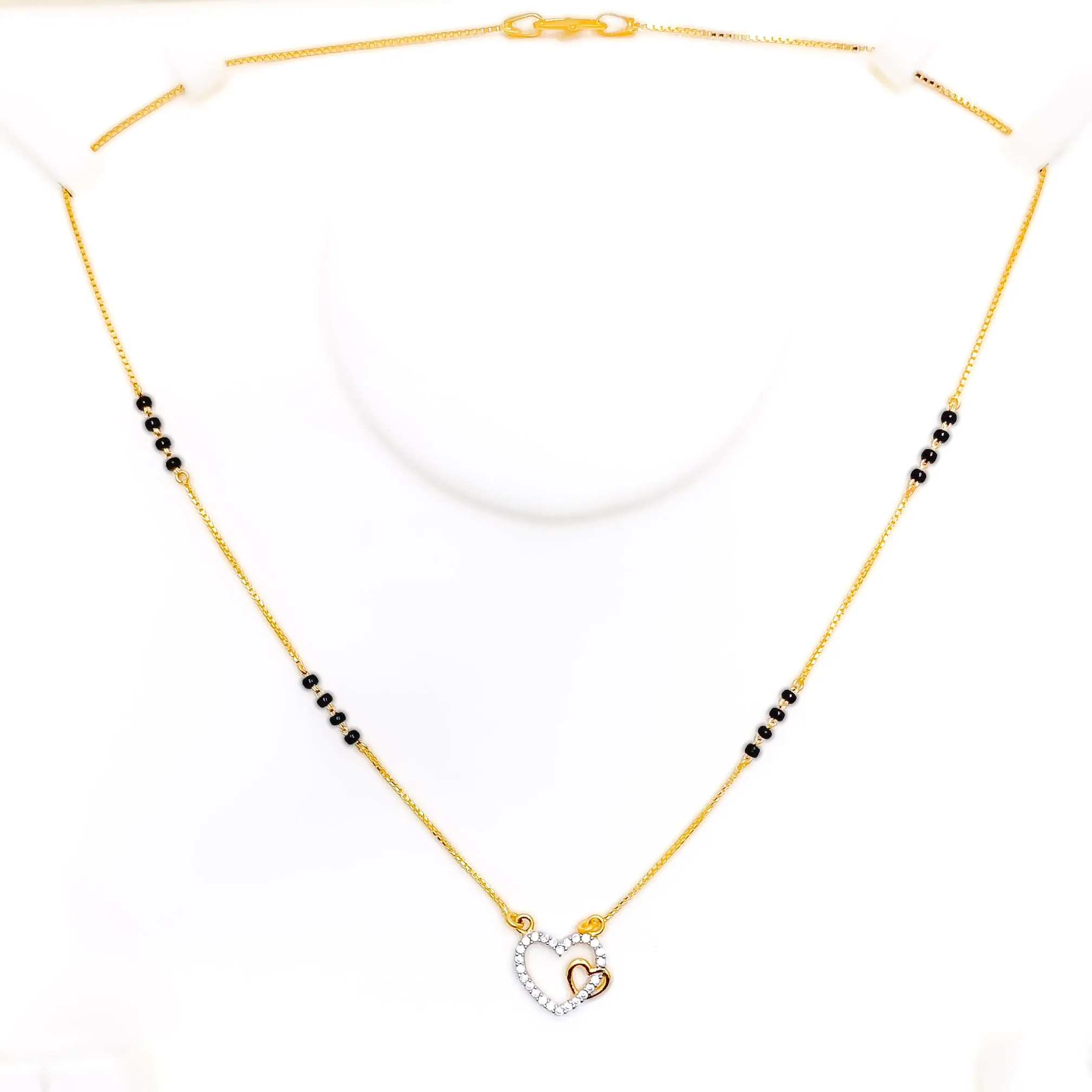 Sophisticated Twin Heart 22k Gold CZ Mangal Sutra