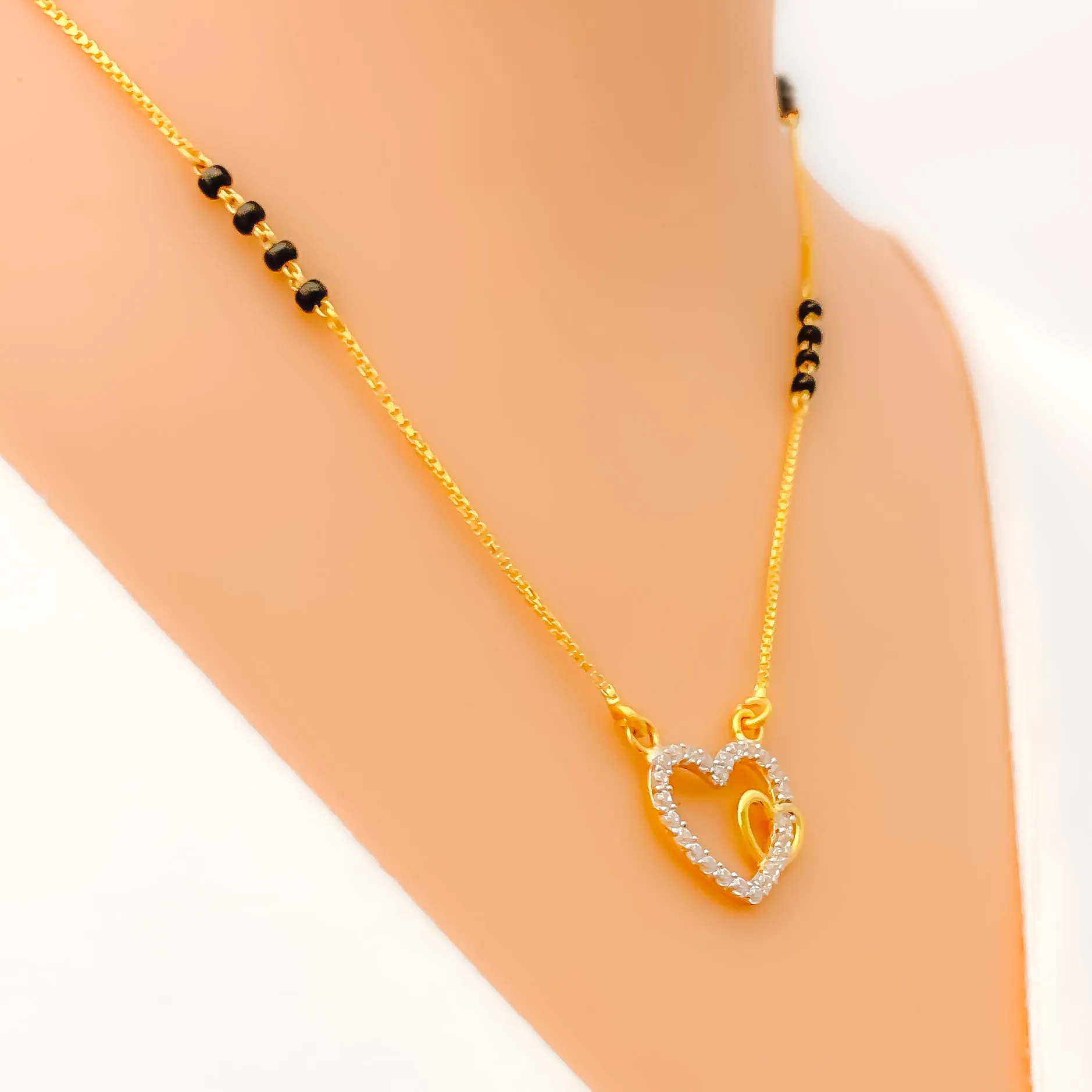 Sophisticated Twin Heart 22k Gold CZ Mangal Sutra