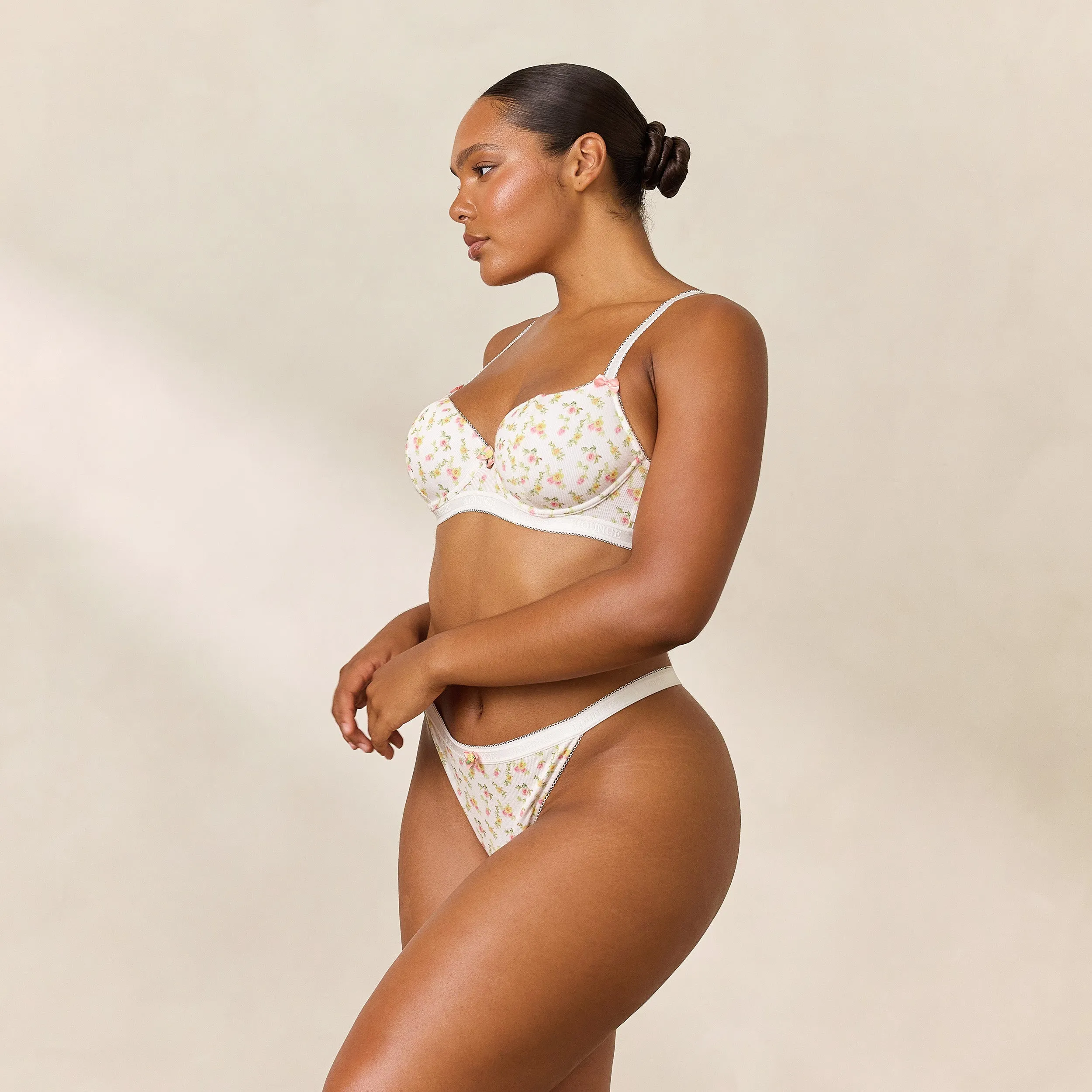 Soutien-gorge Côtelé Rosebud Balcony  - Blanc Floral